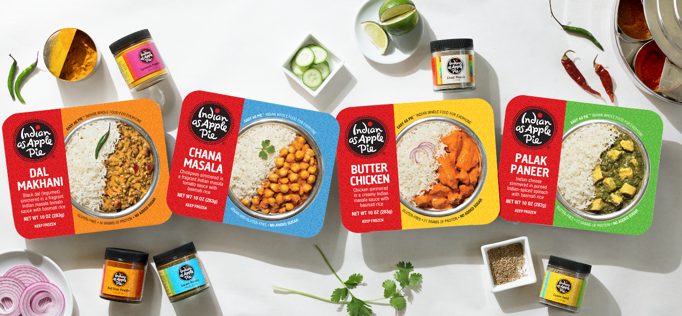 Frozen Indian entree food line by Indian As Apple Pie